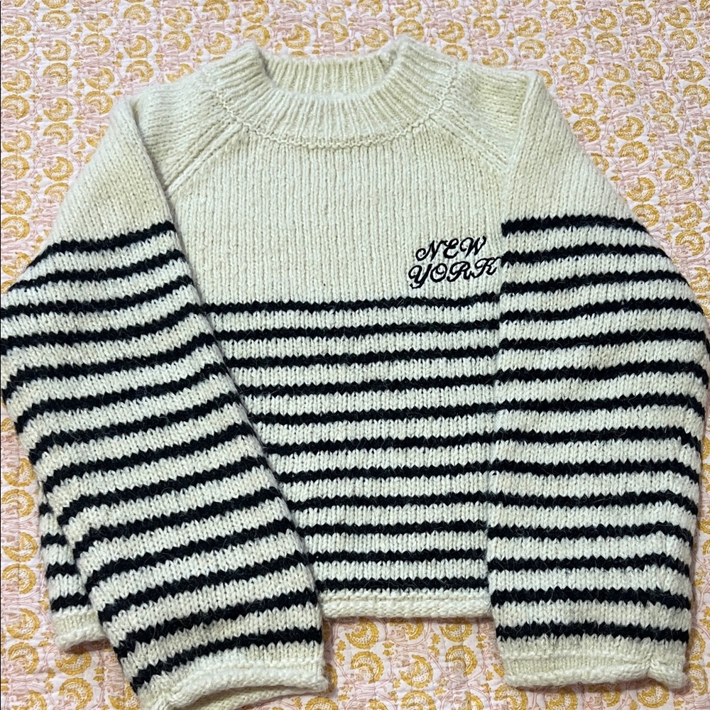 Zara Cream and Black Striped Kids Sweater